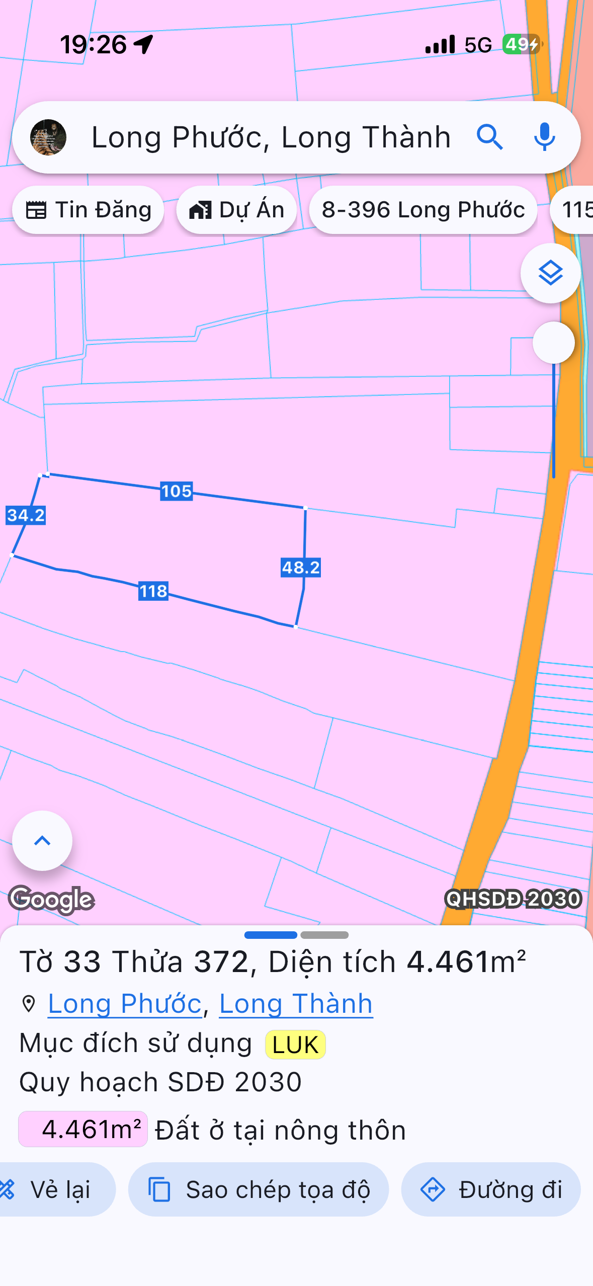 Bán đất 15720m² có sẵn 300m² thổ cư ngang 100m giá 47 tỷ tại Xã Long Phước