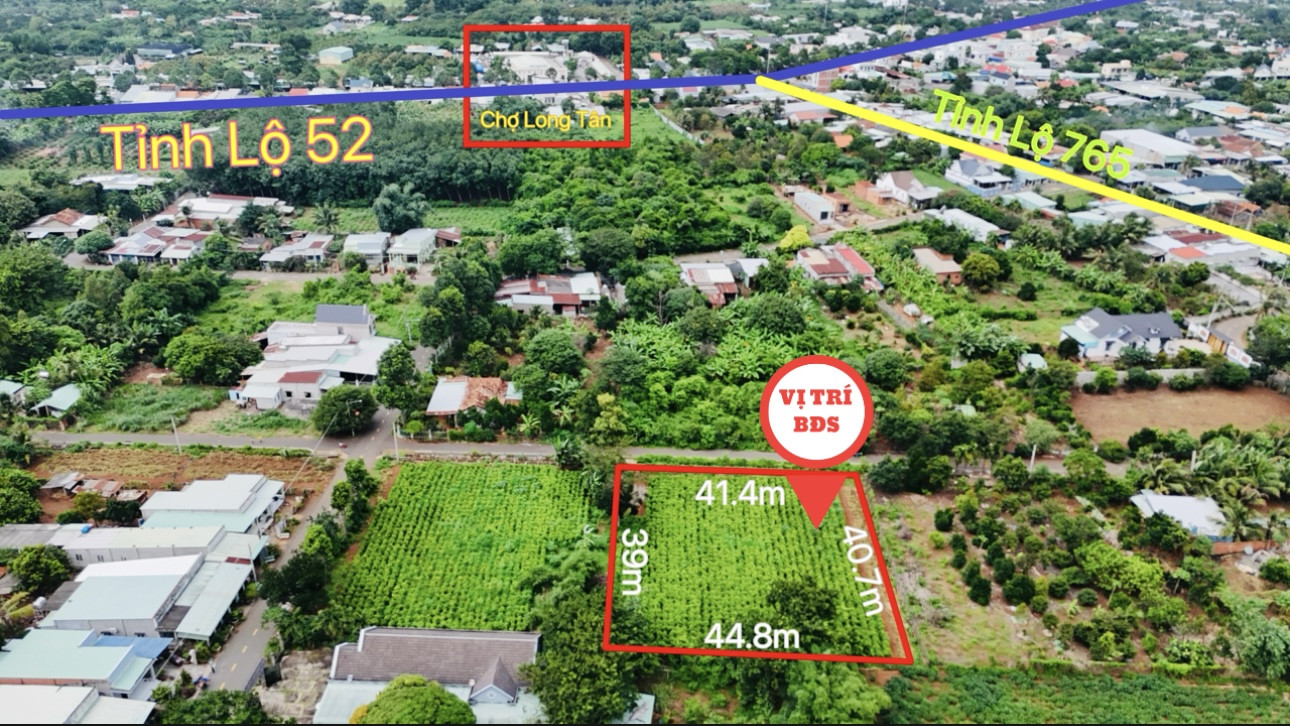 Bán 1732m2 đất ngang 41m x 40m thổ cư 100m2. Cách tỉnh lộ 52 - 300m