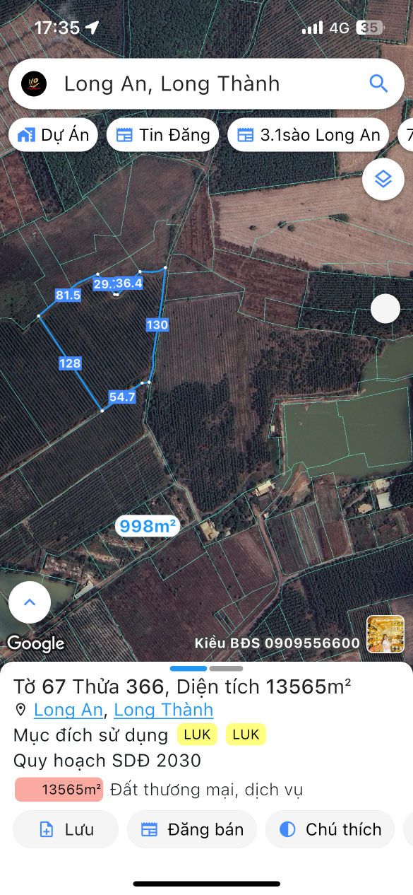 Bán đất TMD.  Sân bay Long thành 10208m² ngang 300m giá 300 tỷ Xã Long Thành