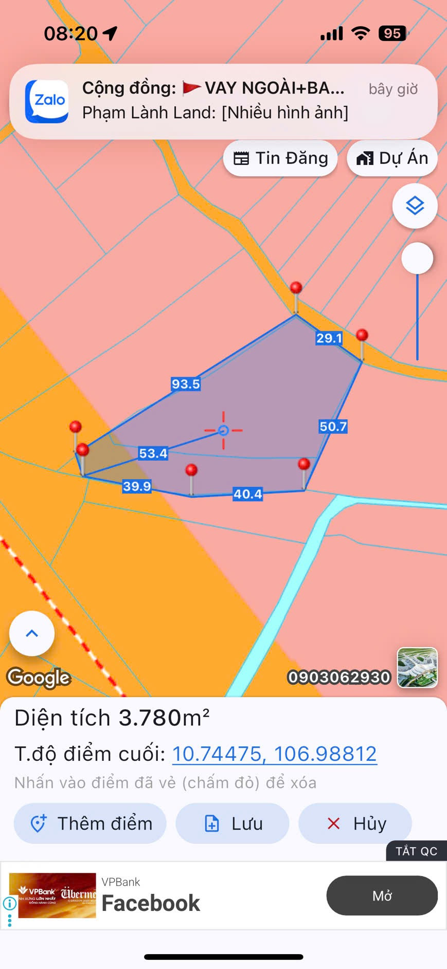 Bán đất 3650m² ngang 30m giá 16 tỷ Xã Long Thành