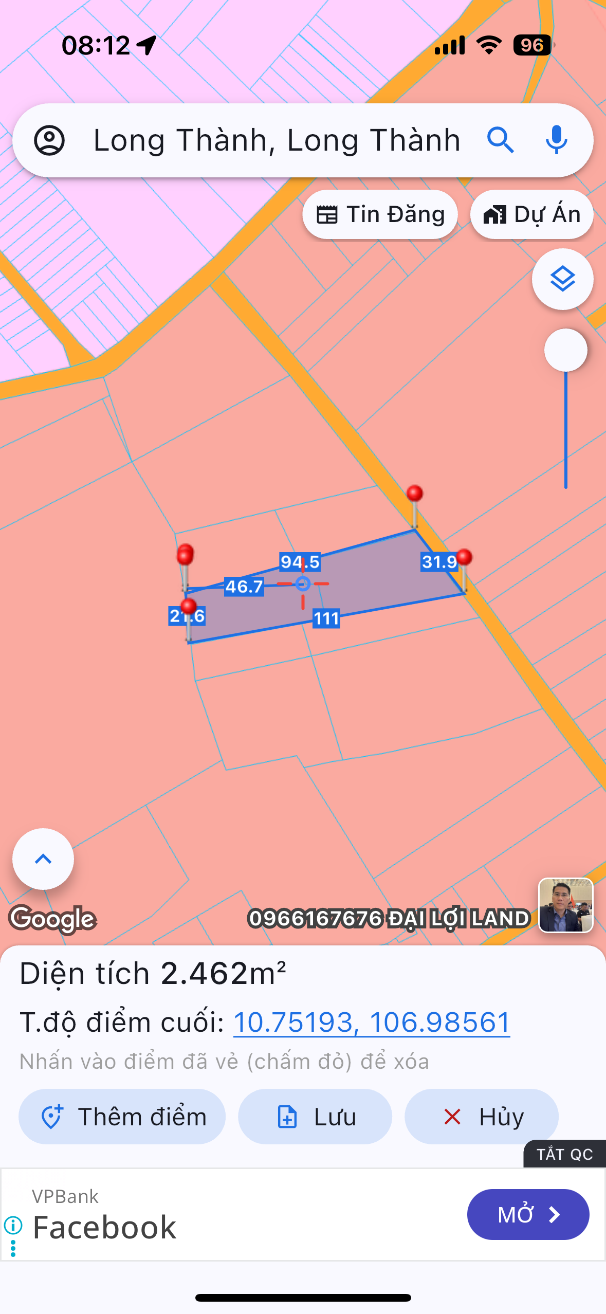 Bán đất 2430m² ngang 30m giá 8.5 tỷ Xã Long Thành