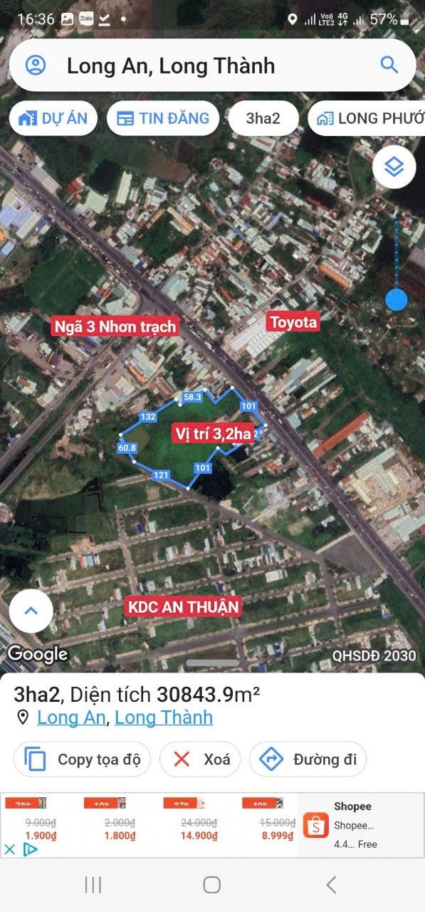 Bán đất 32000m² ngang 100m giá 300 tỷ Xã Long Thành