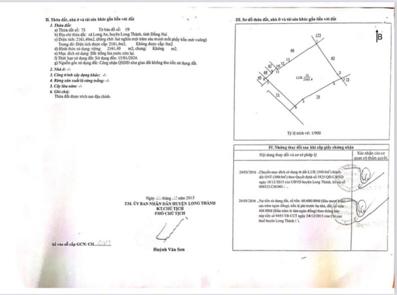 Bán đất 2382m² có sẵn 50m² thổ cư ngang 8m giá 13 tỷ tại Xã Long Thành
