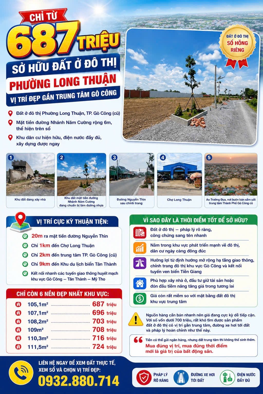 CHỈ TỪ 687 TRIỆU SỞ HỮU ĐẤT Ở ĐÔ THỊ PHƯỜNG LONG THUẬN – VỊ TRÍ ĐẸP GẦN TRUNG TÂM GÒ CÔNG