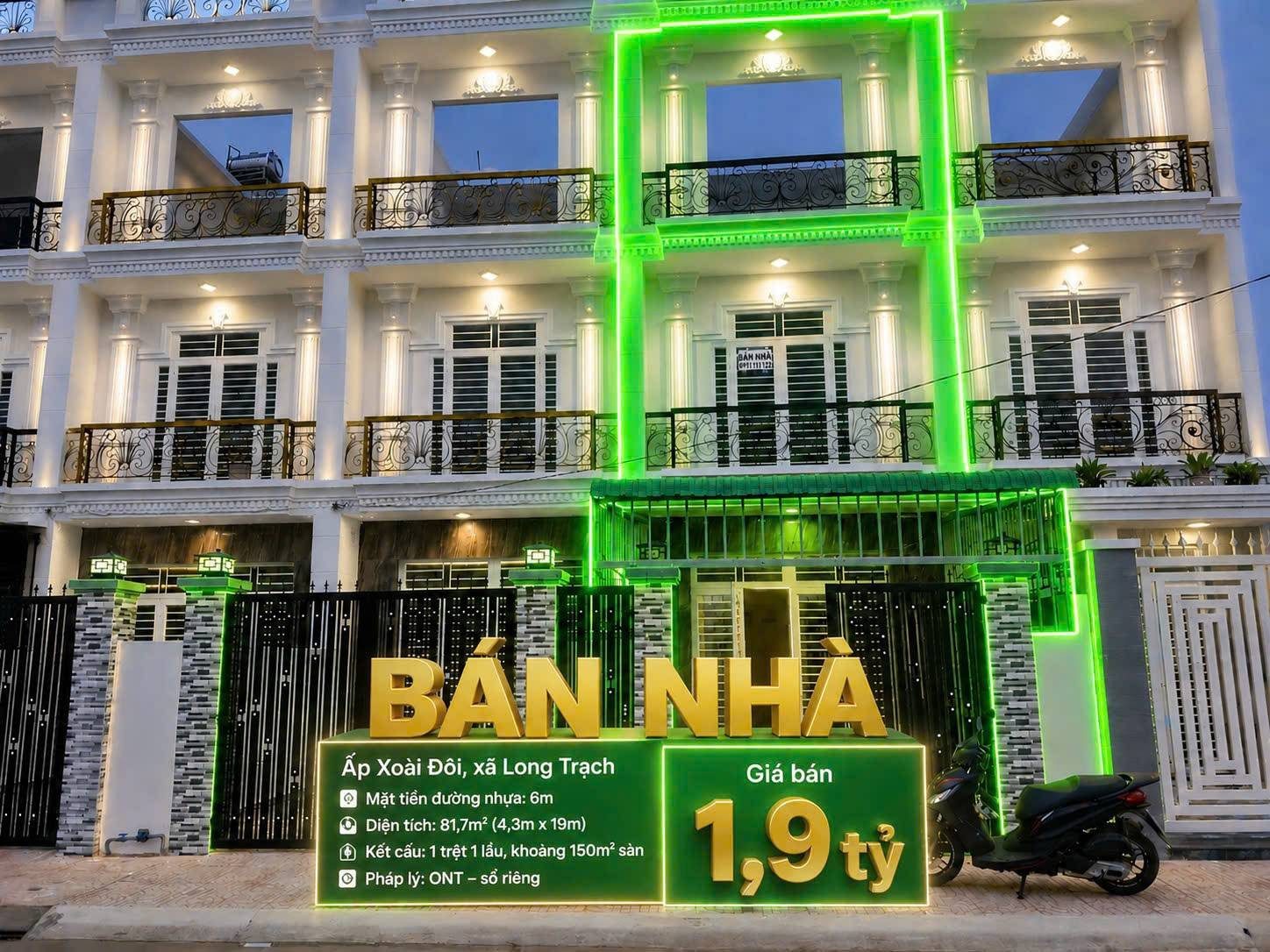 Bán nhà đẹp xã Long Trạch – sổ riêng, 1 trệt 1 lầu, vị trí thuận tiện