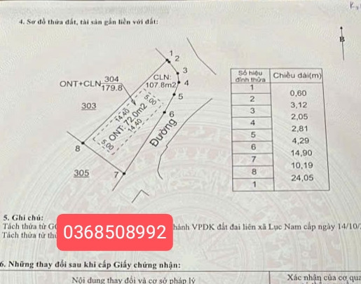 Bán đất 179,8m² ngang 10,19m giá 680 triệu Xã Lục Nam