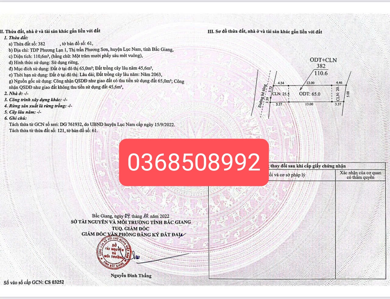 Bán đất 110m² ngang 5m giá 890 triệu Xã Lục Nam
