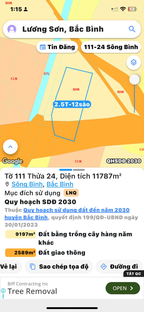 Bán đất 11787m² giá 2.5 tỷ Xã Lương Sơn