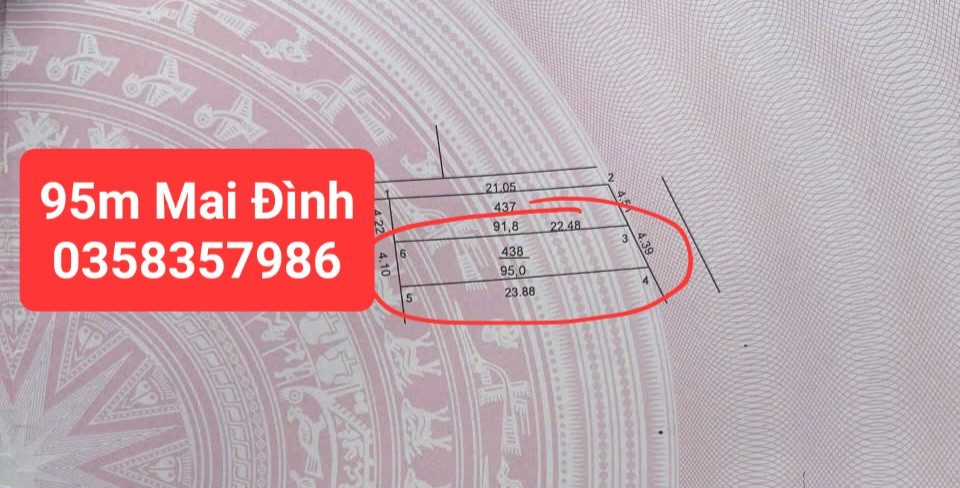 Bán đất Mai Đình DT 95m,MT 4.39m
Giá bán 4 tỷ 900 triệu