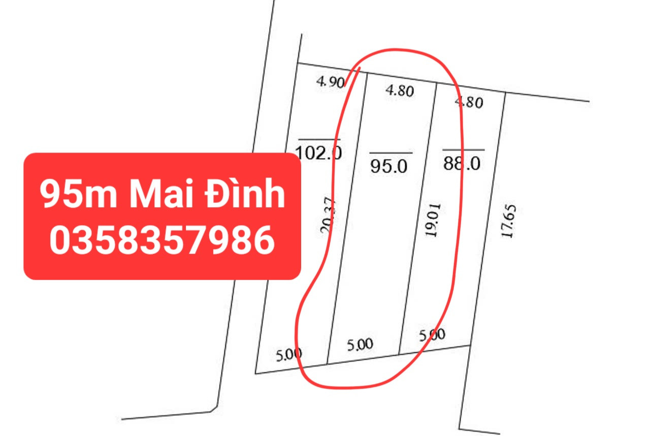 Bán đất DT 95m vuông,MT 5m
Giá bán 5 tỷ 850 triệu