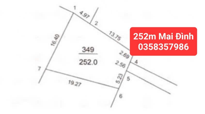 Bán đất Mai Đình DT 252m vuông,MT 10.5m
Giá bán 7 tỷ 050 triệu