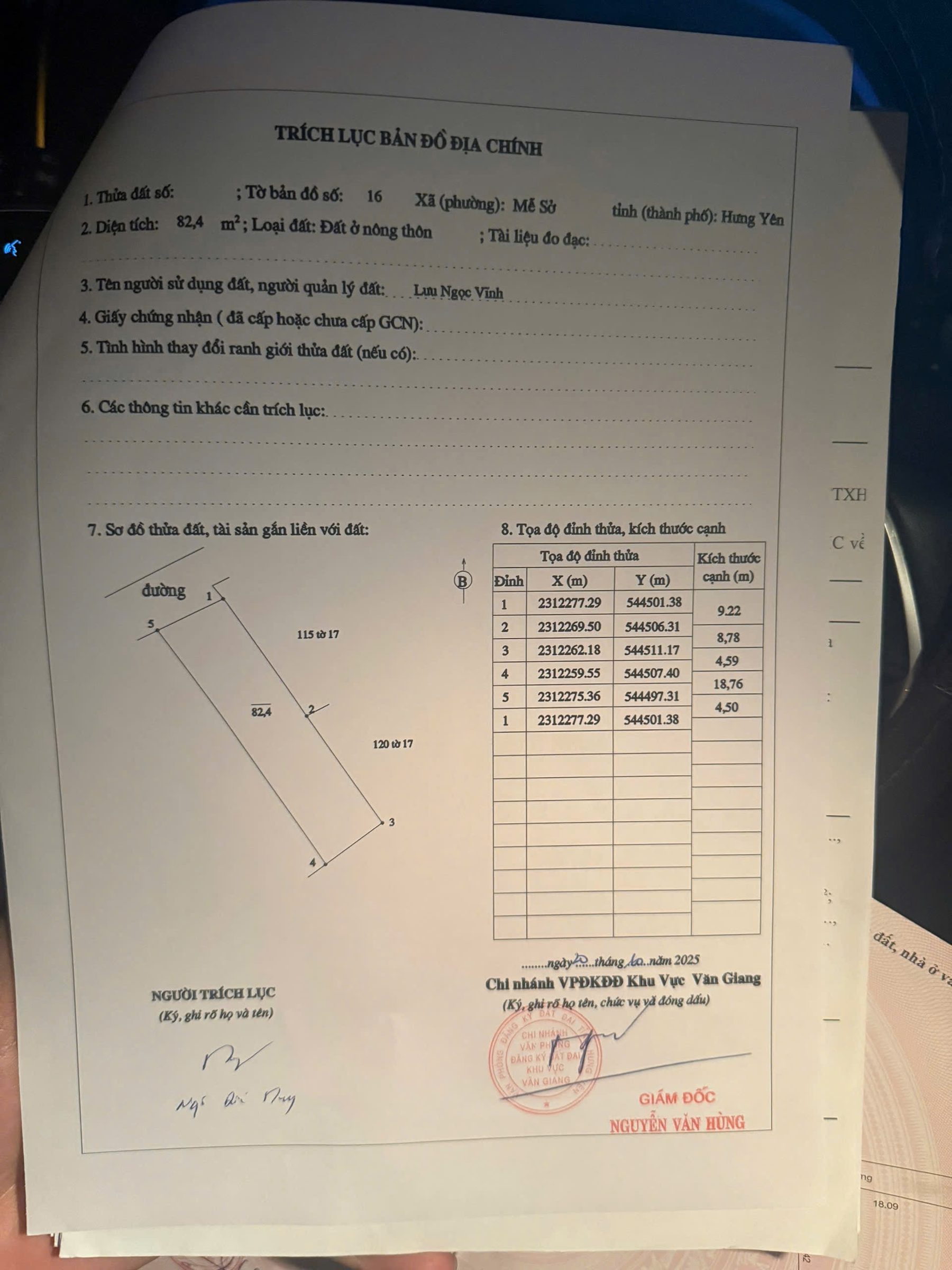 Bán đất 82,4m² full thổ cư ngang 4,5m giá 3.46 tỷ tại Xã Mễ Sở