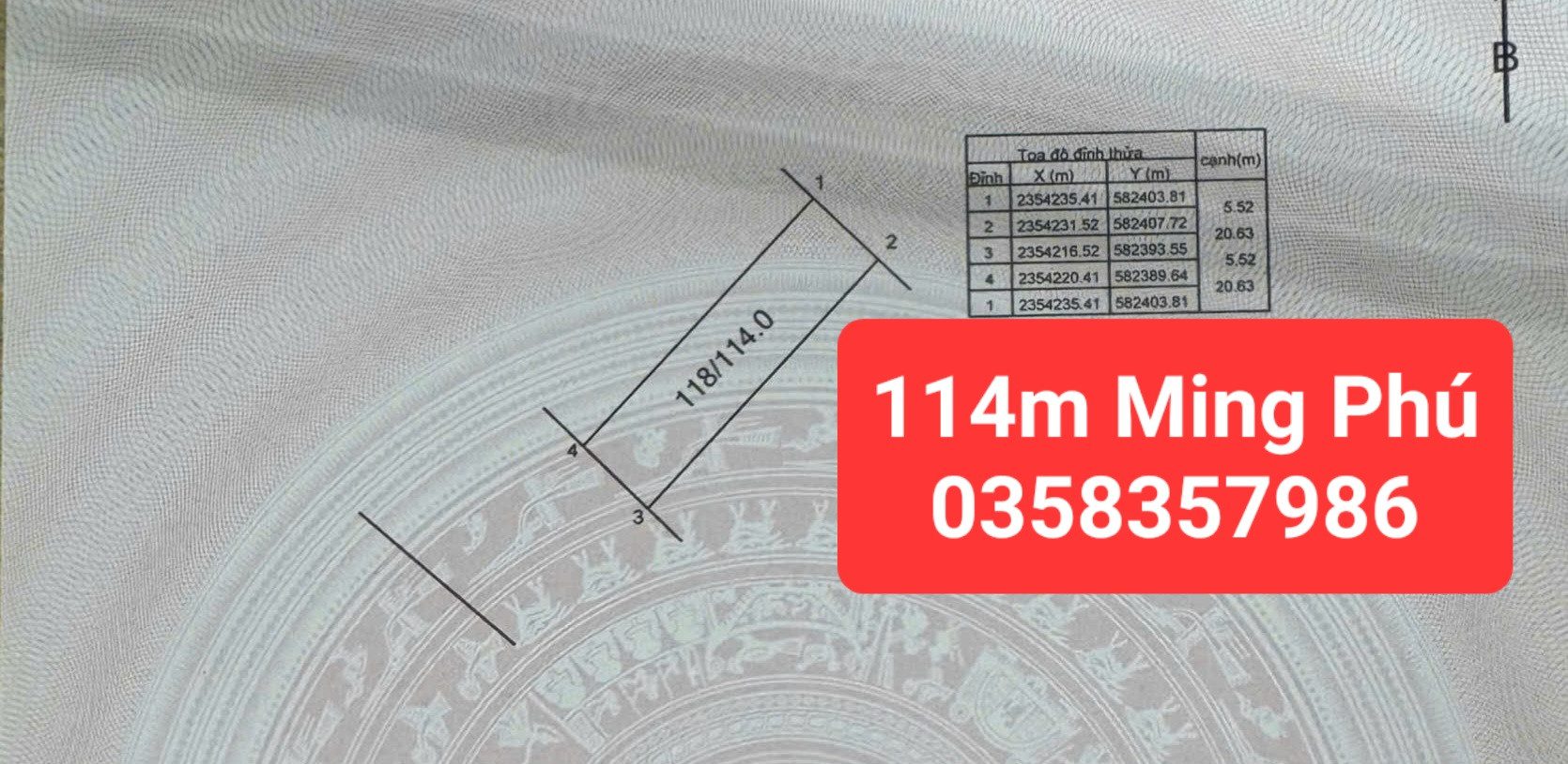 Bán đất Minh Phú DT 114m vuông,MT 5.52m
Giá bán 3 tỷ 700 triệu