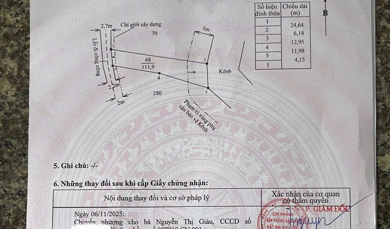 Bán đất 111.9m² ngang 5m giá 1 tỷ Xã Mỹ Lệ