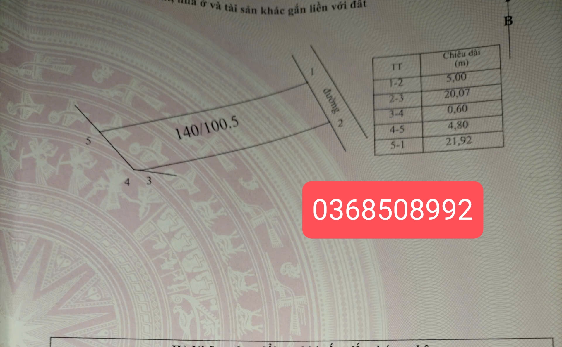 Bán đất 100m² ngang 5m giá 720 triệu Xã Mỹ Thái