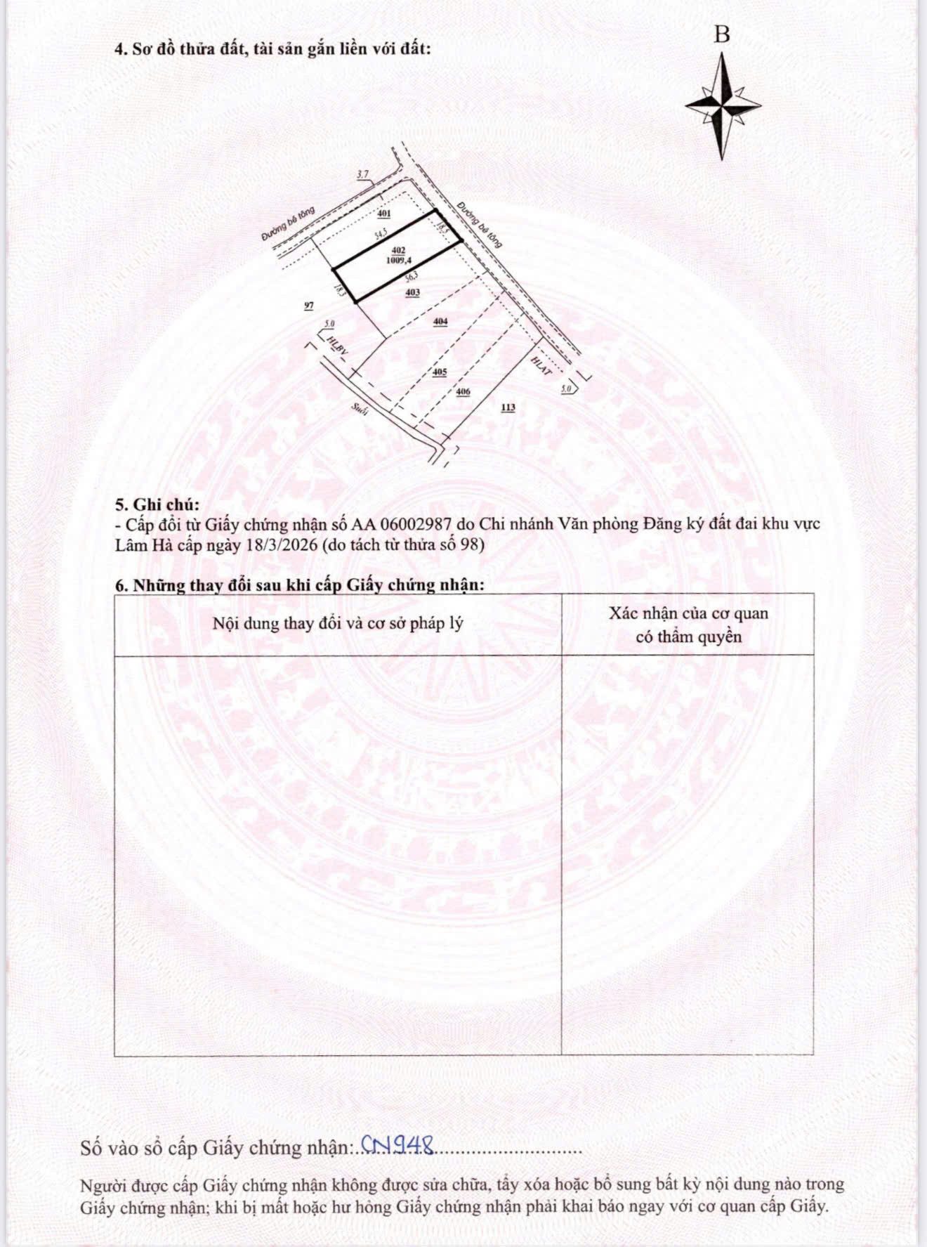 Đất xã Nam Hà phù hợp làm nhà nghỉ dưỡng. Giá 1.2 Tỷ/ 1009m2. Ngang 18.5m. Sẵn thổ cư 100m