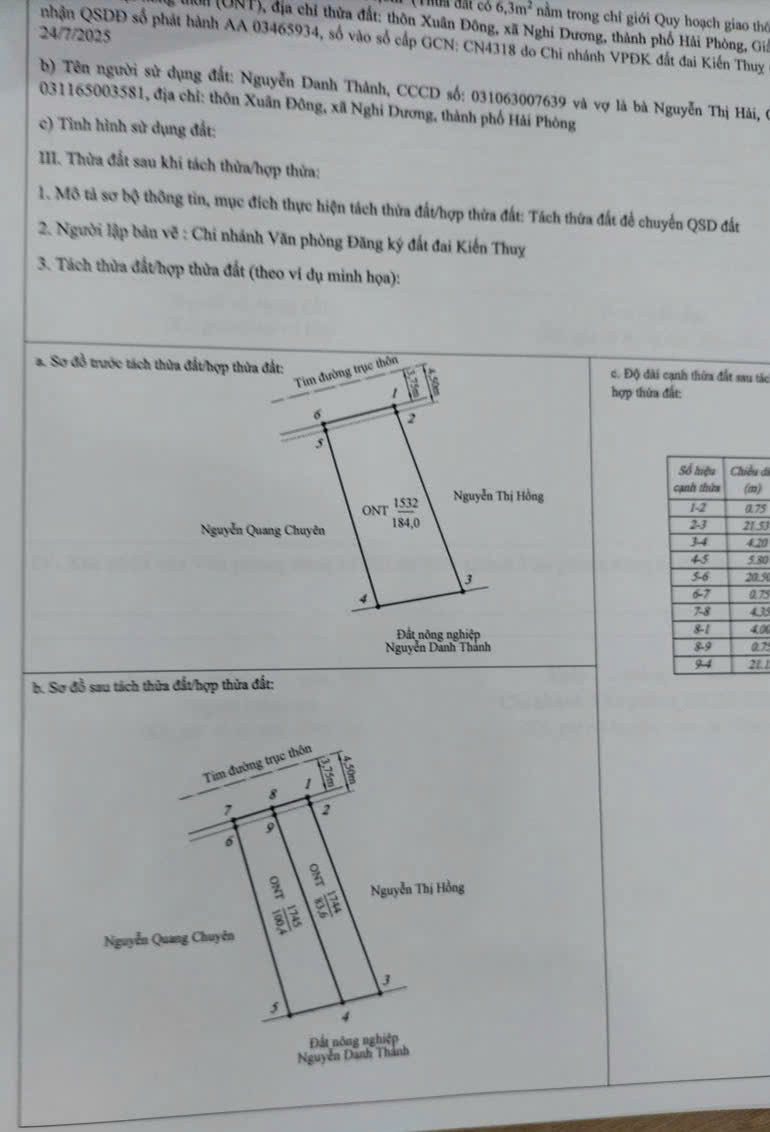 Bán 83,6m đất, Mặt tiền : 4m.Tại : Ngũ Phúc - Kiến Thuỵ - Hải Phòng