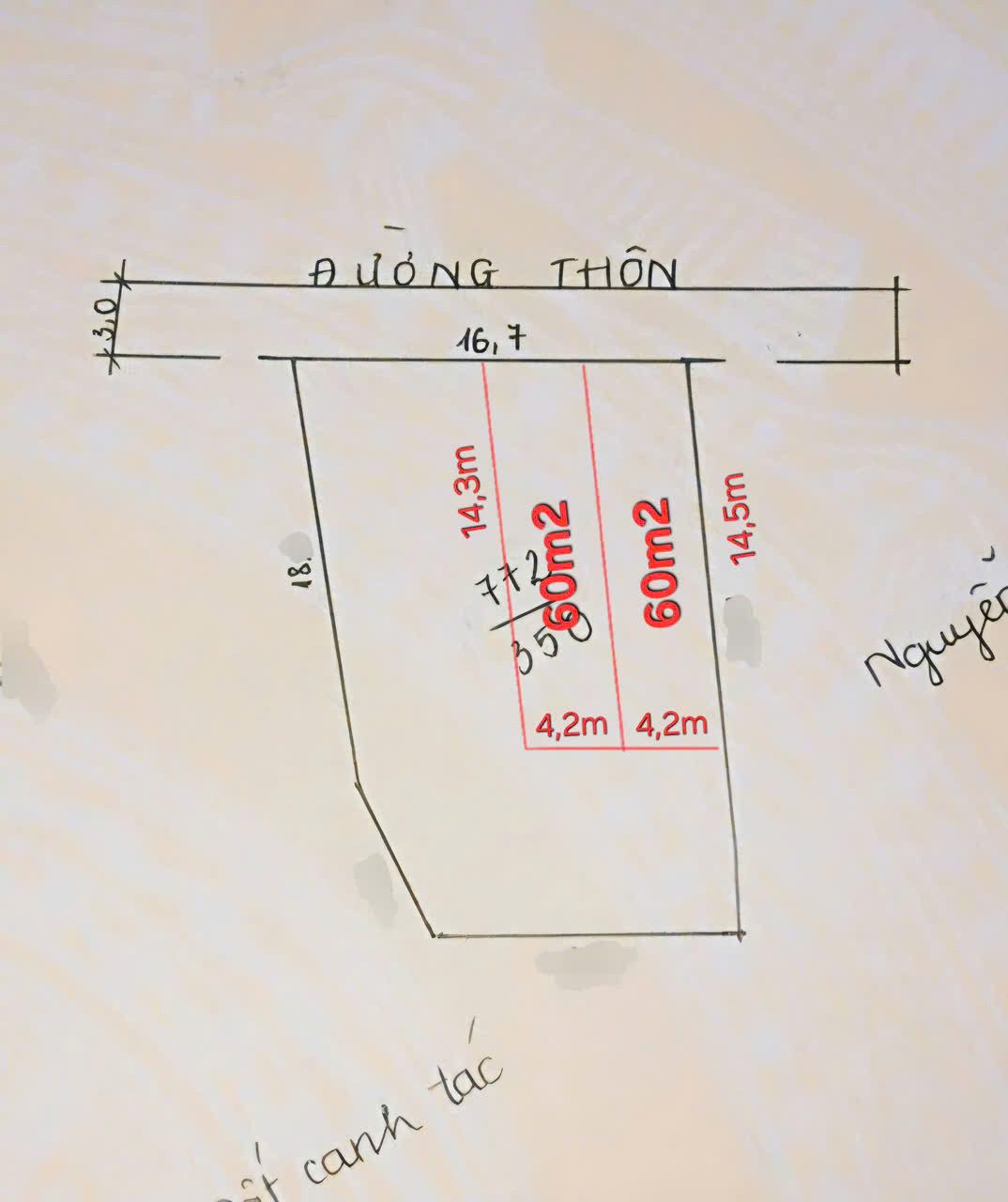 Bán 60m đất, Mặt tiền : 4,3m.Tại : Kiến Quốc - Kiến Thuỵ - Hải Phòng