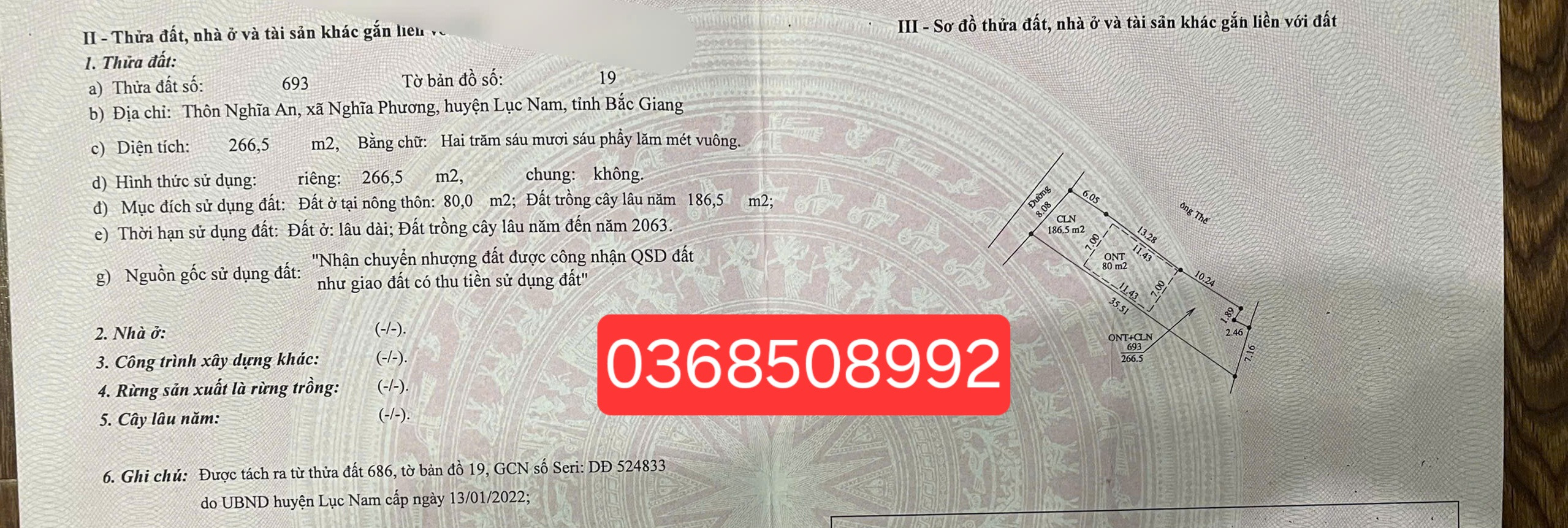 Bán đất 266m² ngang 8m giá 860 triệu Xã Nghĩa Phương