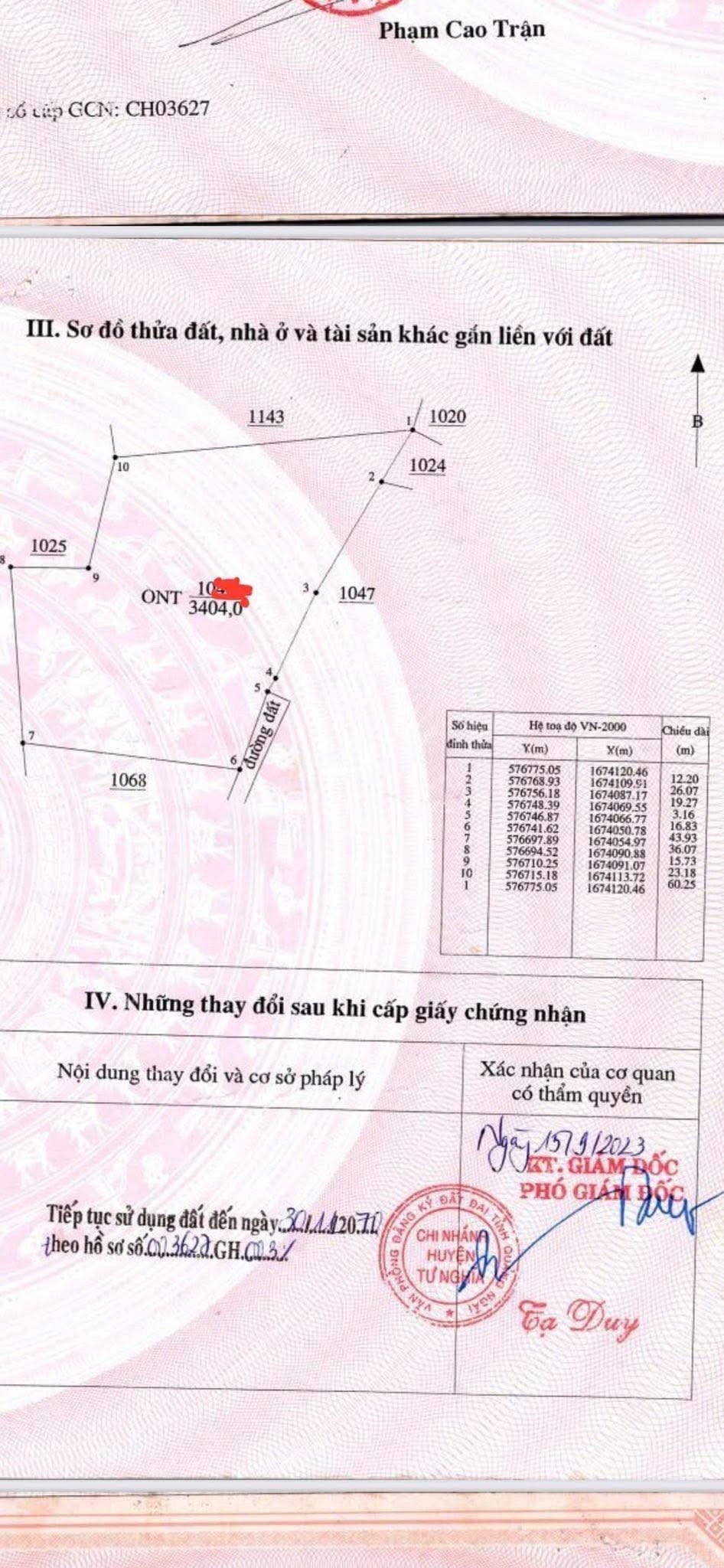 Bán đất 3404m² có sẵn 200m² thổ cư ngang 43m giá 790 triệu tại Xã Nghĩa Thắng Huyện Tư Nghĩa
