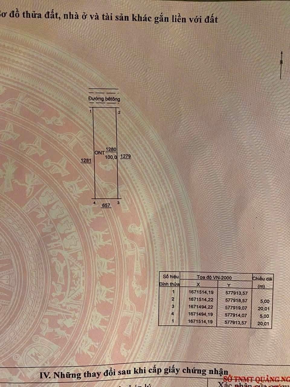 Cần bán lô đất chính chủ ở Nghĩa Thuận, diện tích 100m2. Giá 200 triệu