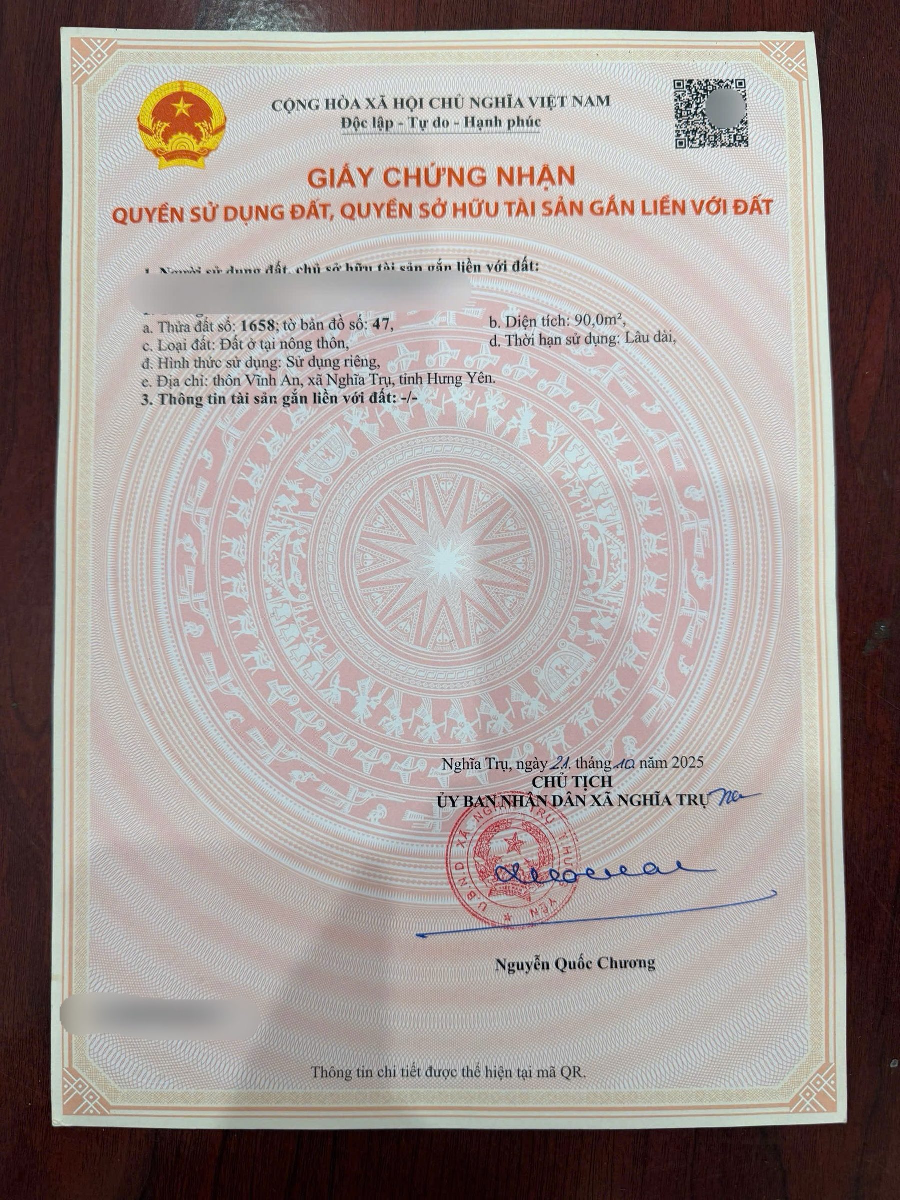 Bán đất 90m² full thổ cư ngang 5m giá 7.7 tỷ tại Xã Nghĩa Trụ