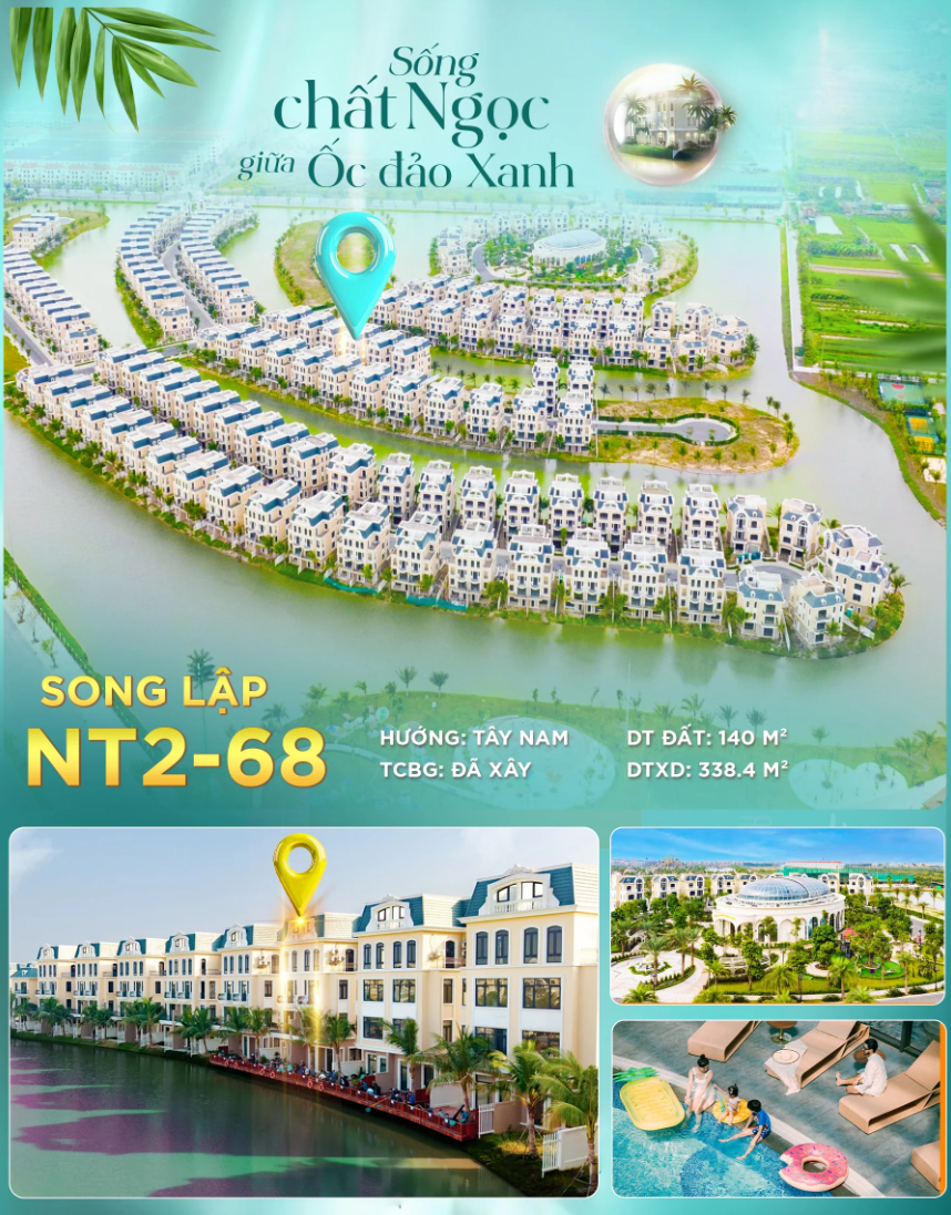 🔥 Song lập NT2-68 Vinhomes – Hướng Tây Nam, 140m² – Siêu phẩm đầu tư giữ tài sản