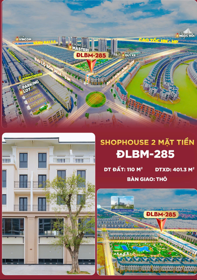 🏬 SHOPHOUSE 110M² – SẢN PHẨM THƯƠNG MẠI DỄ KHAI THÁC GIỮA ĐẠI ĐÔ THỊ