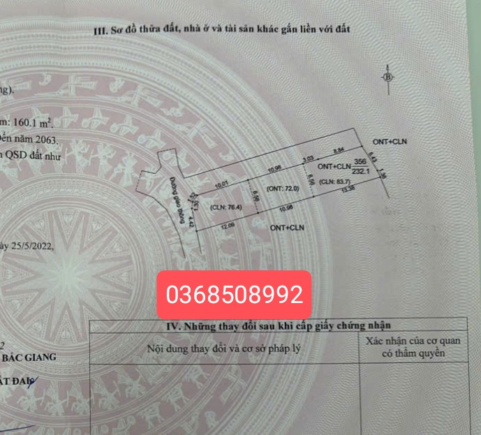 Bán đất 232m² ngang 8m giá 590 triệu Xã Ngọc Thiện