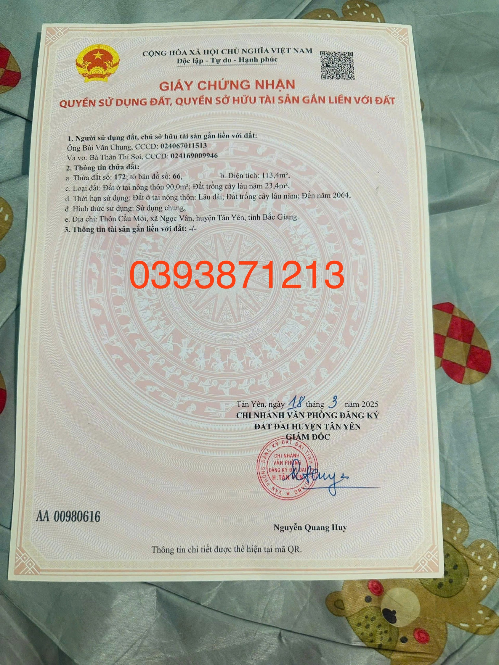 Bán đất 100m² full thổ cư ngang 5,5m giá 880 triệu tại Xã Ngọc Thiện