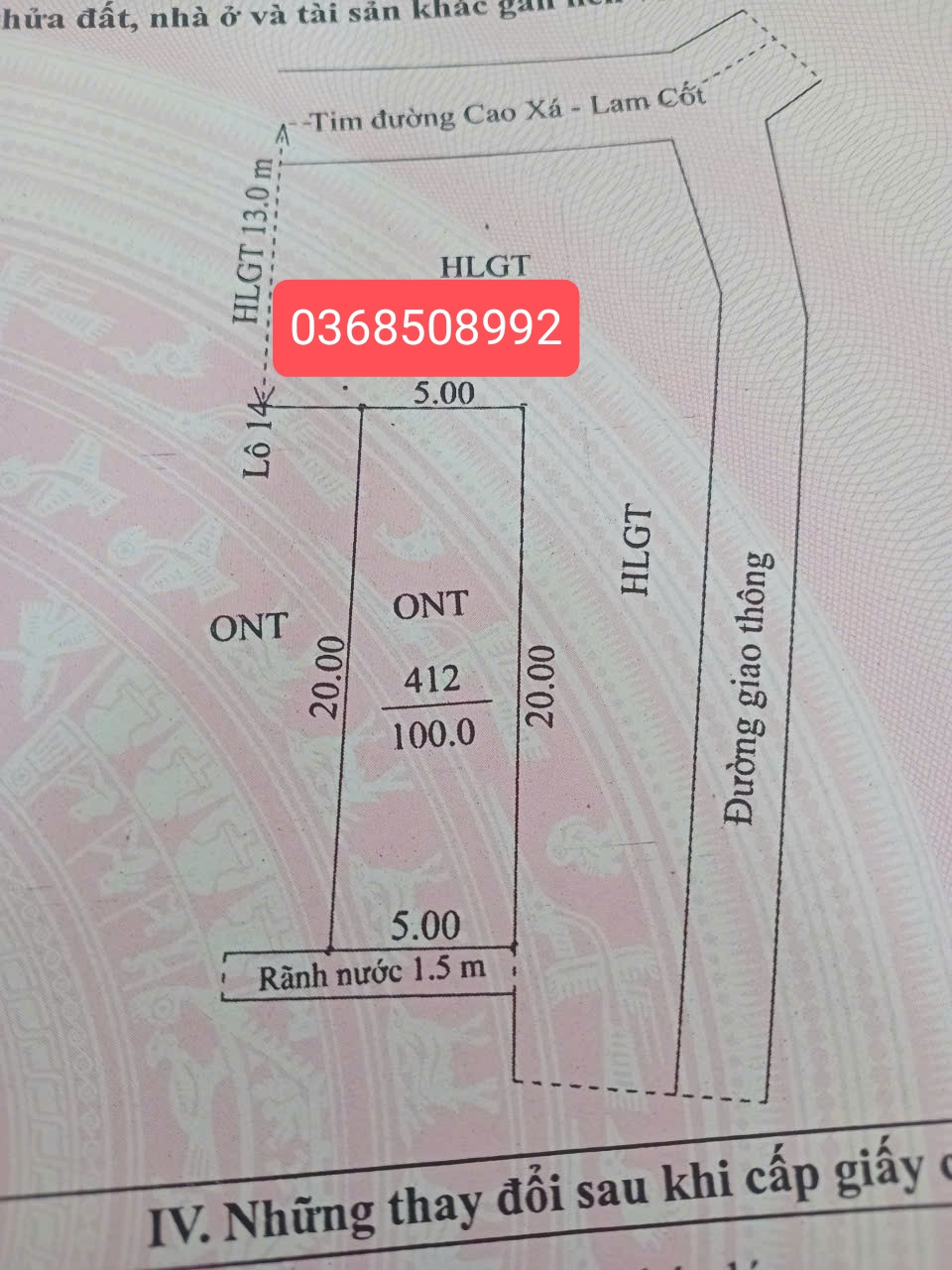 Bán đất 100m² ngang 5m giá 1.9 tỷ Xã Nhã Nam