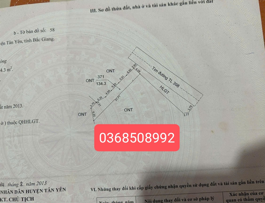 Bán đất 134m² ngang 4m giá 2.18 tỷ Xã Nhã Nam