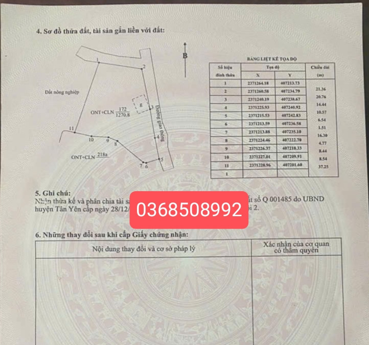Bán đất 1270m² ngang 21m giá 3 tỷ Xã Nhã Nam
