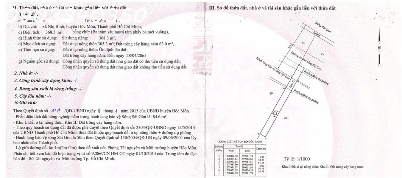Bán đất tại Nhị Bình, Hóc Môn, diện tích 368,3 m2, giá bán 7,8 tỷ