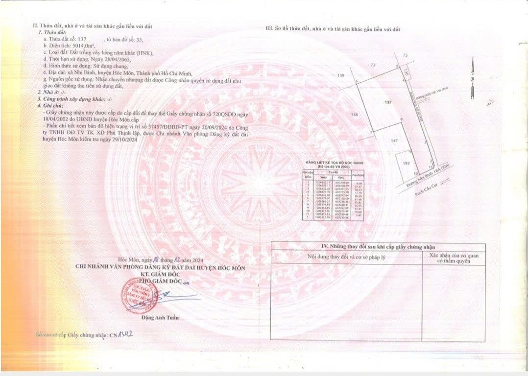 Bán đất mặt tiền đường NB18 (rạch Cầu Cụt) diện tích 5014m2  giá chỉ 11 triệu/m2