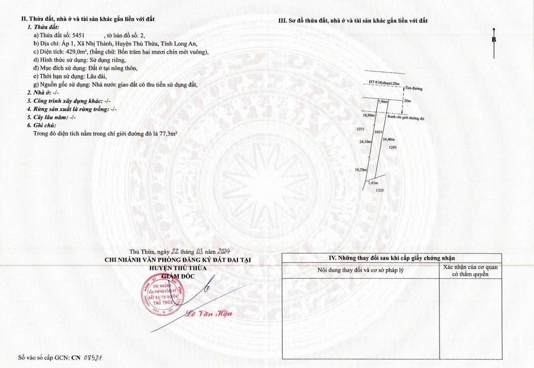 Bán đất Thổ Cư, 16m*56m, mặt tiền đường 818 kcn Hòa Bình, giá 17,5 tỷ