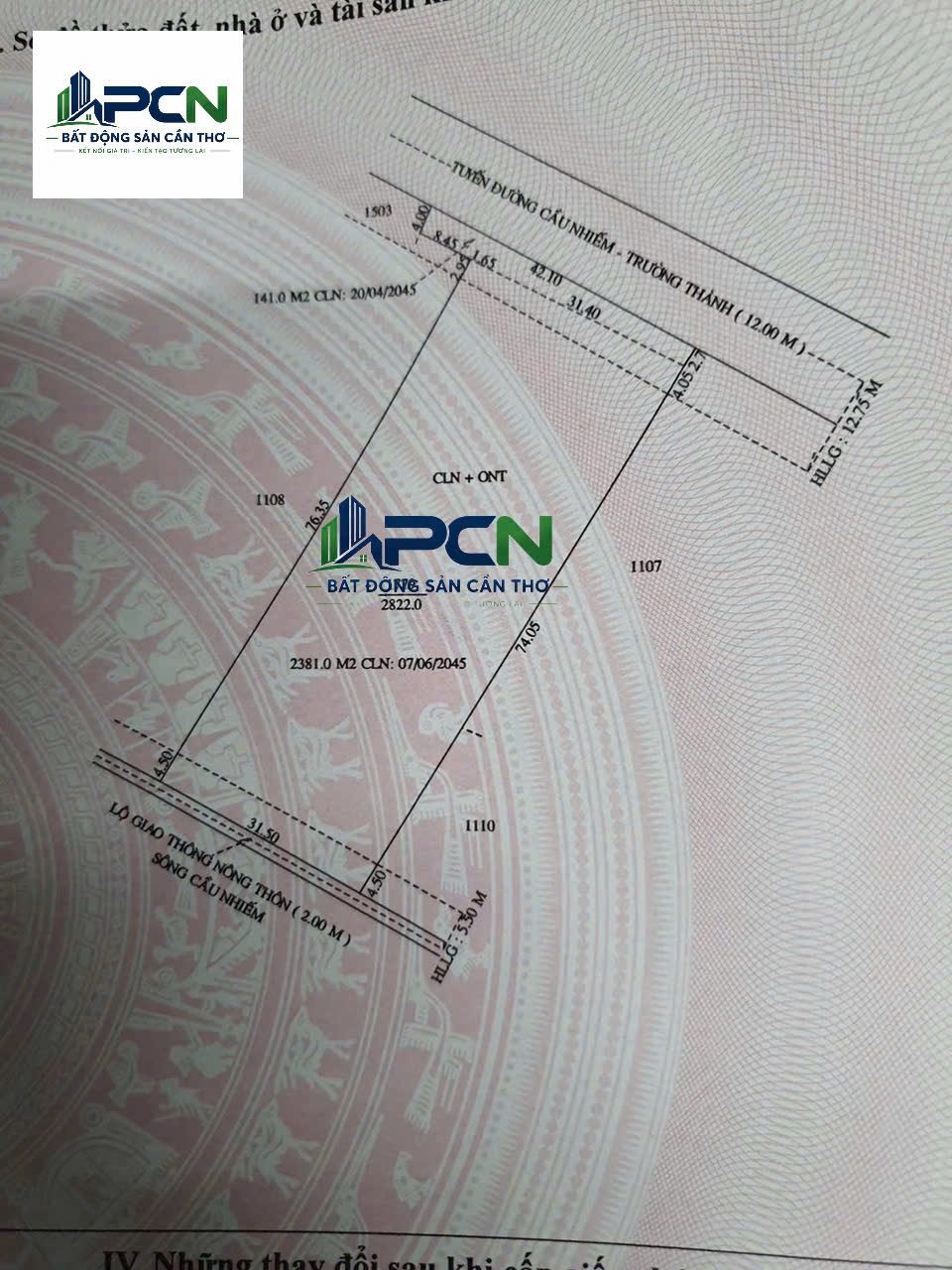 Bán đất 2822m² có sẵn 300m² thổ cư ngang 31,4m giá 6.5 tỷ tại Xã Nhơn Ái