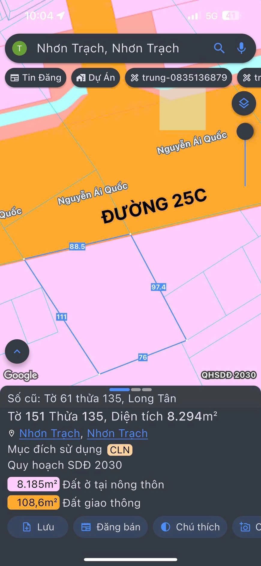 Bán đất 8279.7m² ngang 88.5m giá 60 tỷ tại Xã Nhơn Trạch