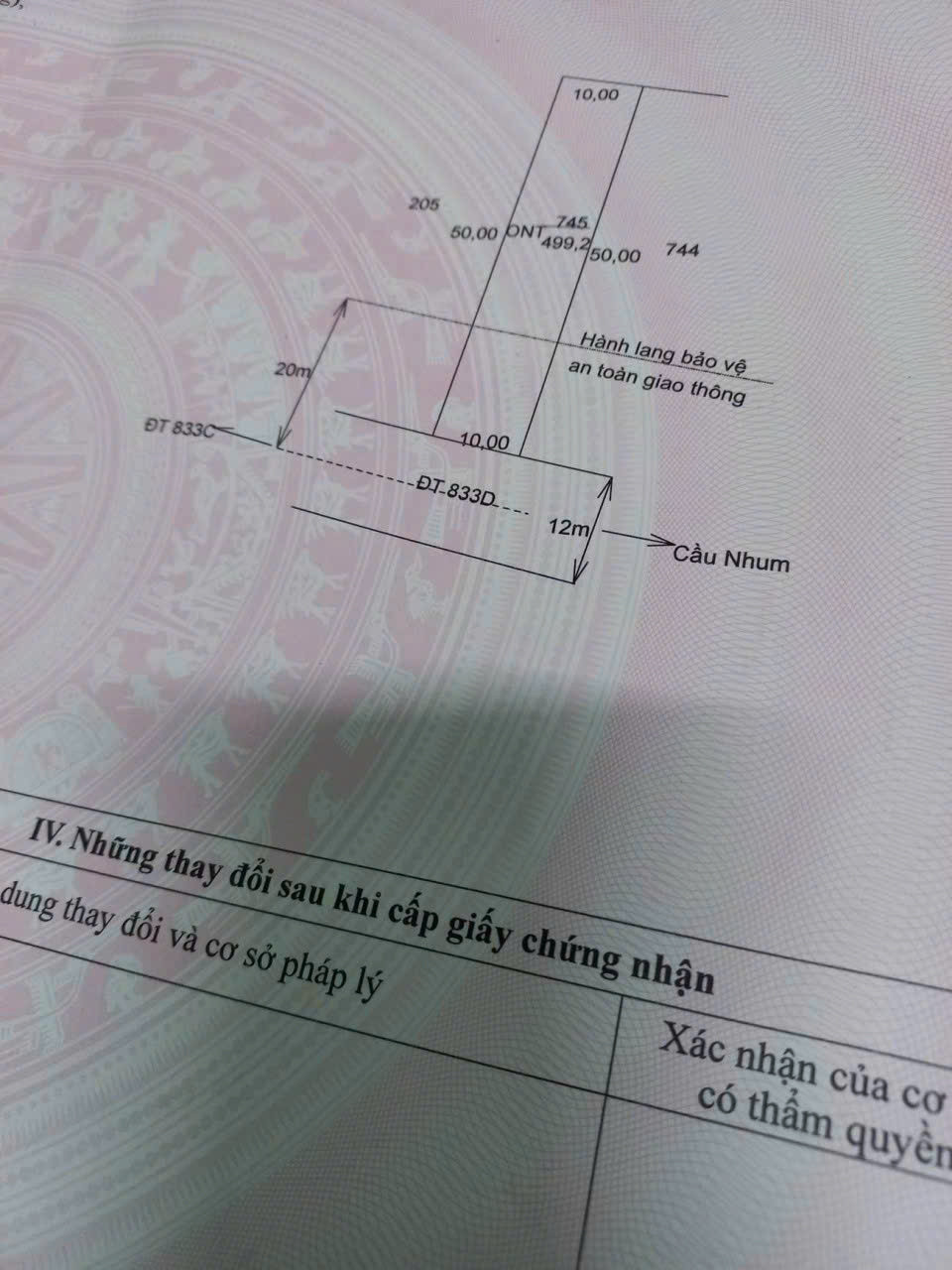 Đất Mặt tiền đường 833C (nhựa 12m) gần Trường học xã Mỹ Bình, Tân Trụ 10x50m (499.2m²) giá 4 tỷ