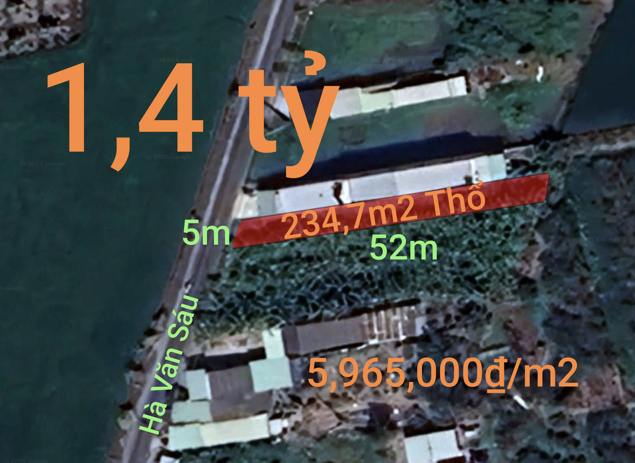 Bán đất 234,7m² full thổ cư ngang 5m giá 1.4 tỷ tại Xã Nhựt Tảo