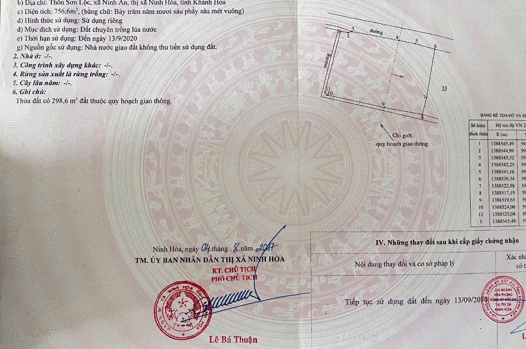 Cần bán đất Ninh An Xã Bắc Ninh Hòa