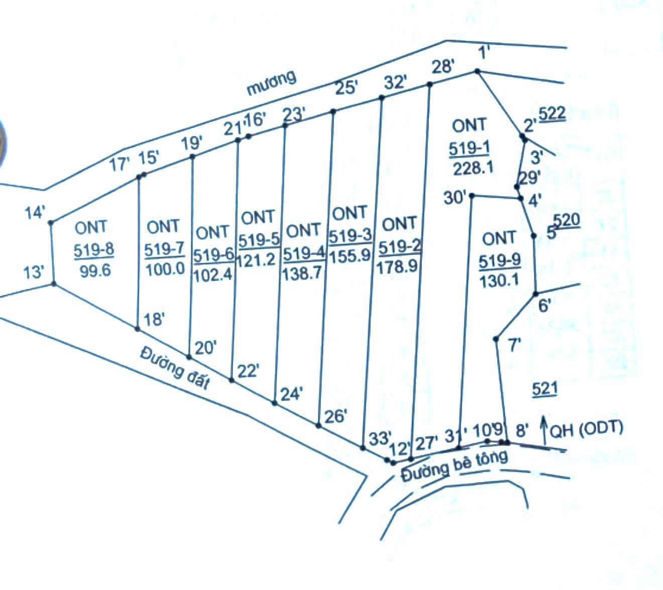 LH: 0938156791 Hiếu. 
Mỡ bán lock 9 lô full thổ thôn phước lý , Ninh Bình ( Tân Định ) 
DT 99,6m2 đến 228m2 
Hiện trạng MT bê tông . Dân cư hiện hữu 
Giá 4xxtr đến 5xxtr