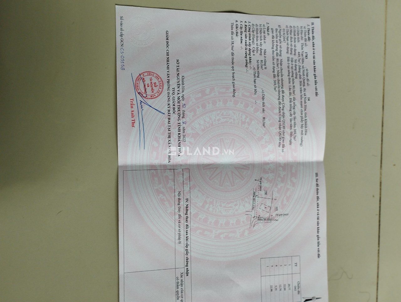 N01 ninh quang 22x22 80 thổ giá 2.2 tỷ tl