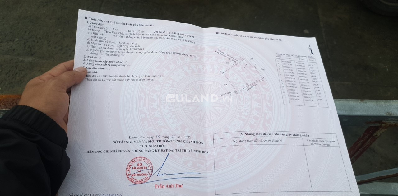 Kẹt tiền cần bán nhanh lô đất Nhĩ Sự - Ninh Thân -Dt 153m2,Ngang 6,17 dài 26,Thổ 60