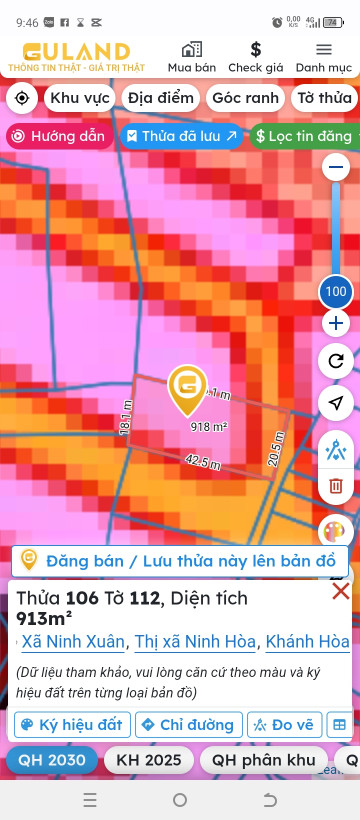 LH: 0938156791 Hiếu 
💥💥💥CẦN BÁN ĐẤT CHÍNH CHỦ TẠI PHƯỚC LÂM – NINH XUÂN – NINH HÒA – KHÁNH HÒA

👉Diện tích: 912m2 có sẵn 400m ont

👉Pháp lý: Sổ hồng sang tên nhanh gọn

👉Hiện trạng: Đất bằng phẳng, không dính quy hoạch, gần khu dân cư

👉Tiềm năng