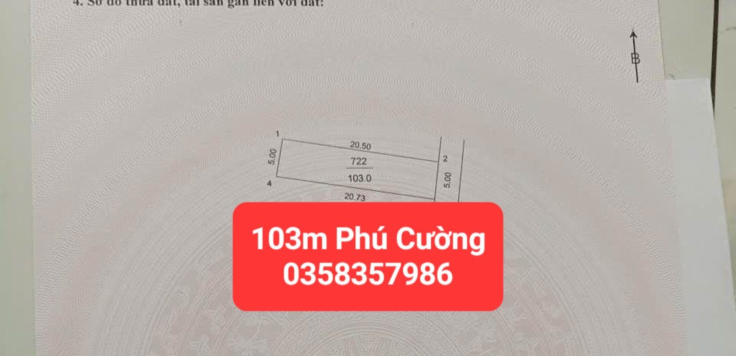 Bán đất 103m² full thổ cư ngang 5m giá 3.5 tỷ tại Xã Nội Bài