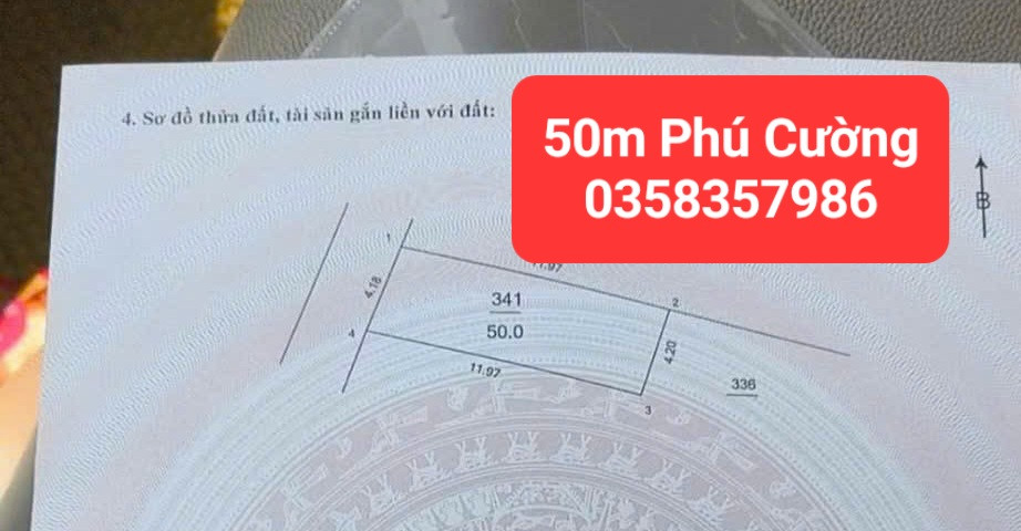 Bán đất 50m² full thổ cư ngang 4.2m giá 1.85 tỷ tại Xã Nội Bài
