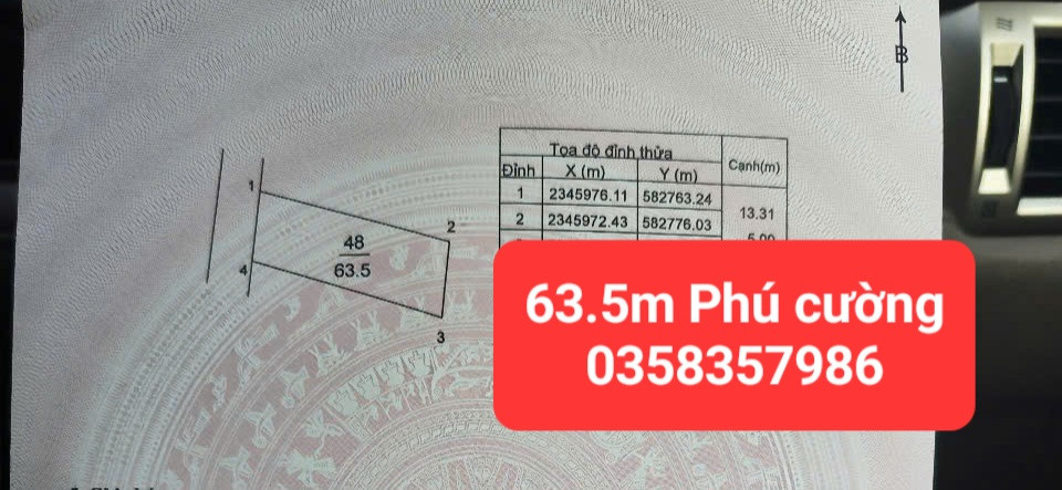 Bán đất 63.5m² full thổ cư ngang 5m giá 2.33 tỷ tại Xã Nội Bài