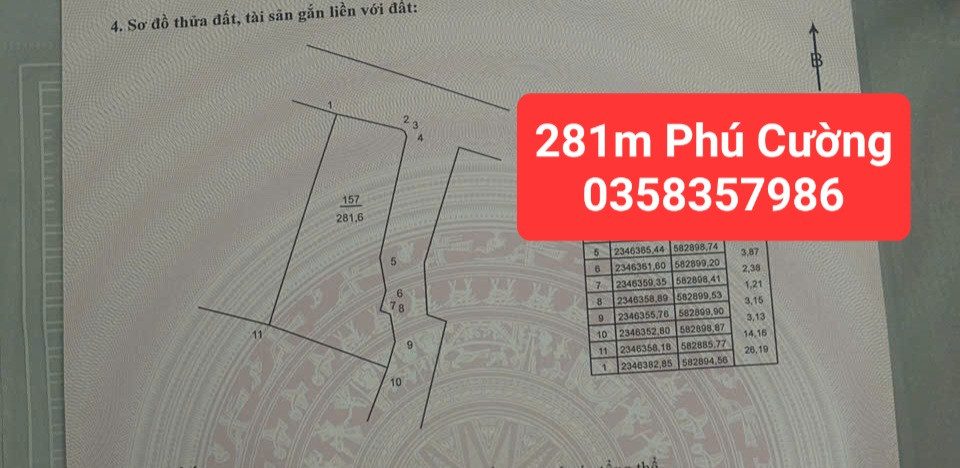Bán Đất 281m² thổ cư 120m² giá 5.55 tỷ tại Xã Nội Bài Hà Nội