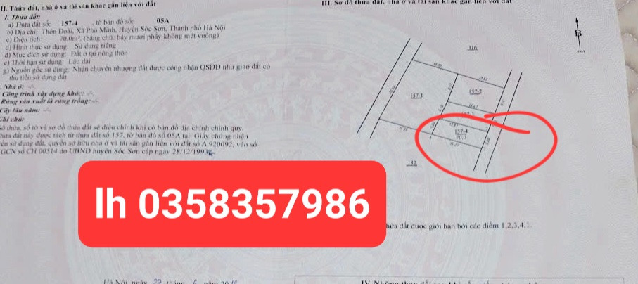 Bán đất 70m² ngang 5m giá 3.33 tỷ Xã Nội Bài